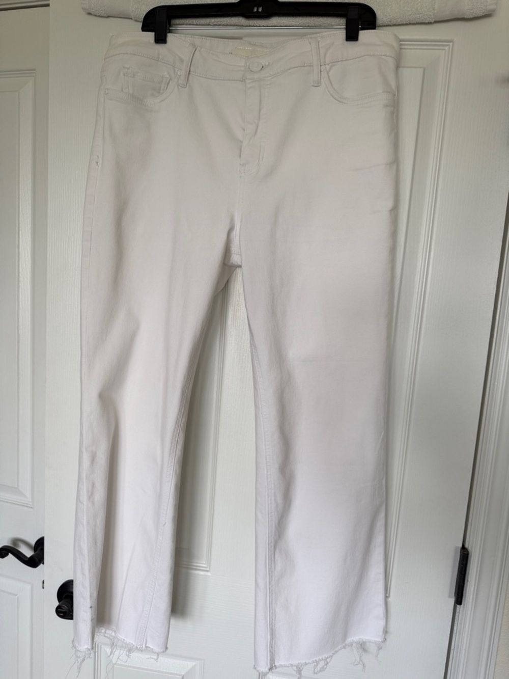 Kut From The Kloth Kelsey Fab Ab White Ankle Flare Jeans Size 14 Raw Hem